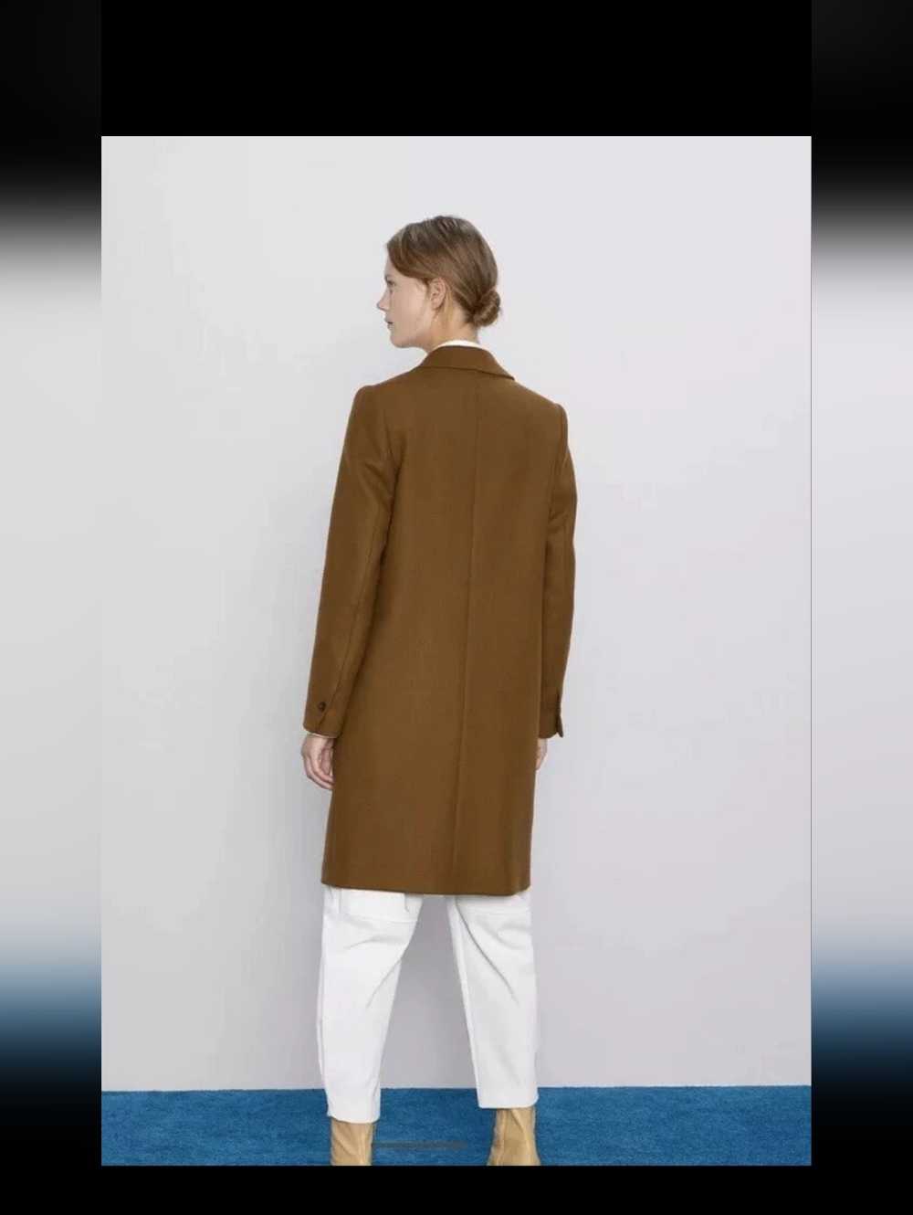 Zara Double-Button Wool-Blend Pea Coat in Brown Size M - Picture 3 of 14